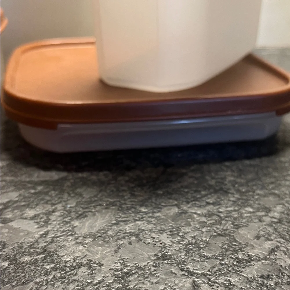 Set of 4 Vintage Tupperware Stackable Modular Mates. Brown lids. Exc condition